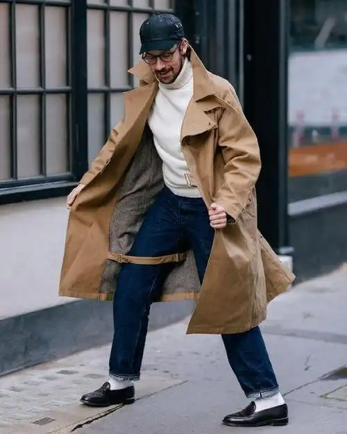 真正有品位的男人,穿风衣不会配卫衣!换成这3种内搭,才更高级