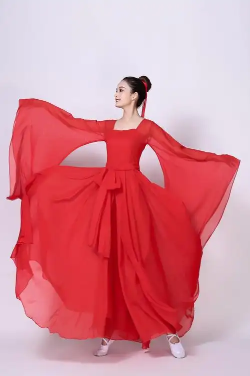 古典舞凉凉舞蹈演出服古装汉服红昭愿中国舞古风广袖流仙裙飘逸
