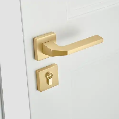 金色门锁室内家用房门锁磁吸木门锁卧室门把手拉丝金分体门锁