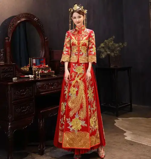 秀禾服新娘2022新款敬酒服中式婚纱礼服龙凤褂绣禾服古装嫁衣