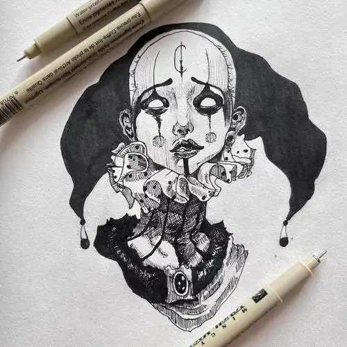 针管笔手绘小丑