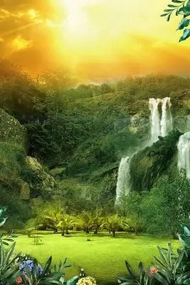 炫彩阳光山水风景美容护肤品化妆品海报背景