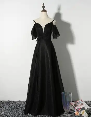 冰洁黑色吊带晚礼服女2022新款宴会礼服年会生日聚会显瘦洋装小礼服裙