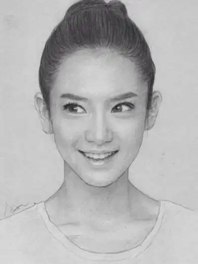 明星 肖像 素描 手绘 黑白 戚薇