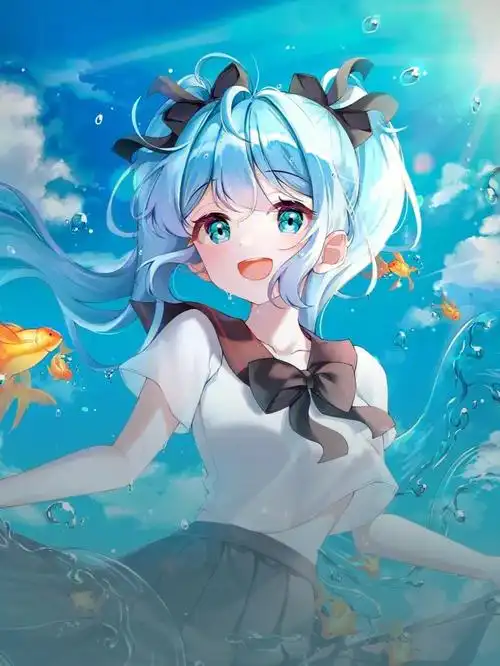 可爱蓝色系女生二次元来了▽