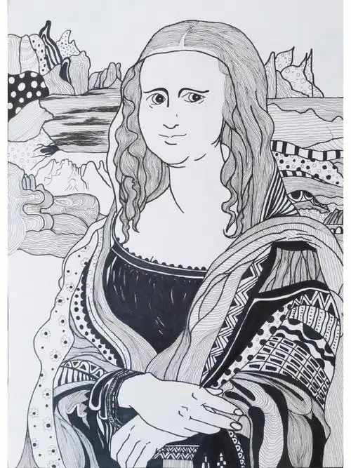 蒙娜丽莎的微笑线描画