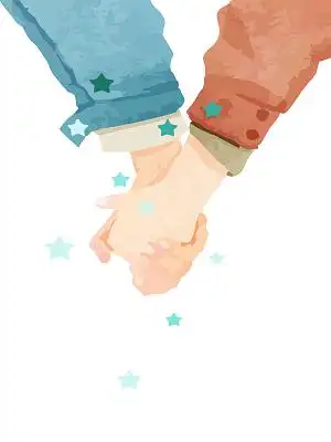 卡通牵手元素