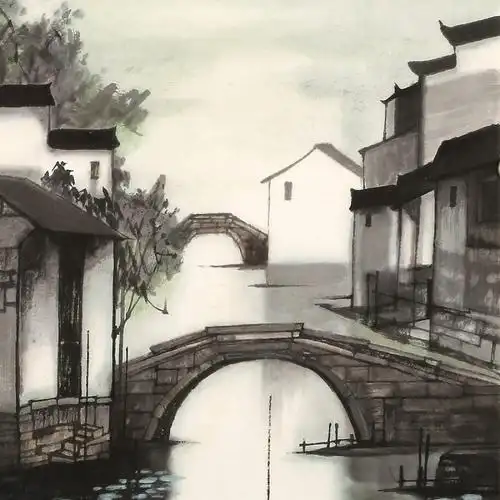 订制 苗雨 《江南》/69x69cm/传统水墨