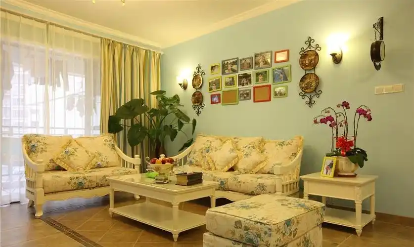 交换空间田园风格客厅窗帘装修效果图