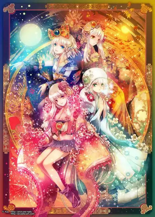 四季交替.一幅图画尽春夏秋冬的插画特辑 .