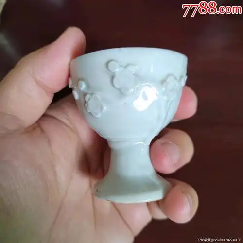 民国德化白瓷高脚梅花杯3只