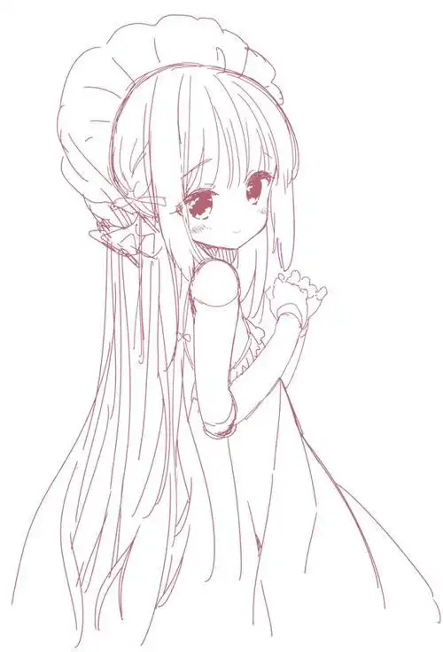 动漫女孩简笔画全身 萌萌 第7页简笔画人物 | 可爱呆萌的汉服小姐姐简