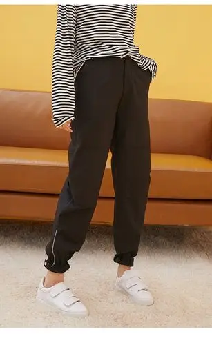 森宿黑色秋天裤子女显瘦百搭秋新工装直筒薄款西装老爹萝卜裤