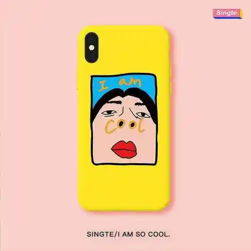singte 苹果x/7puls黄色恶搞怪cool鼻孔女孩手机全包软壳iphone6s