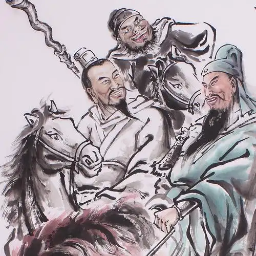 仿古字画国画人物画三国演义桃园图桃园三结义家居会所饭店装饰画