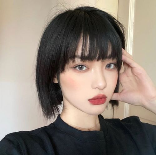 超a漫画刘海齐耳短发一刀切波波头日系甜美假发女短直发自然头套