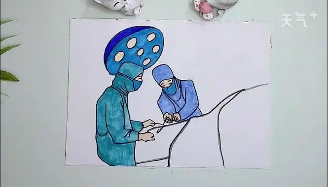 两个医生正在抢护病人简笔画怎么画医生给病人做手术的简笔画小孩看