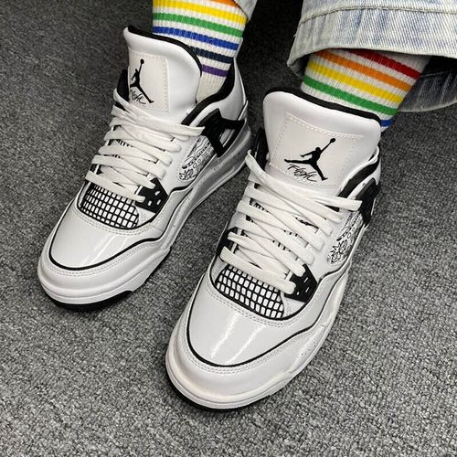 耐克(nike)女鞋 air jordan 4  aj4  gs手绘涂鸦休闲篮球鞋 dc4101