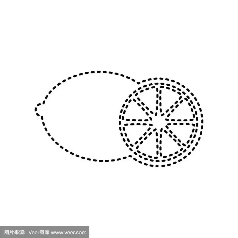 水果柠檬标志黑色虚线图标上