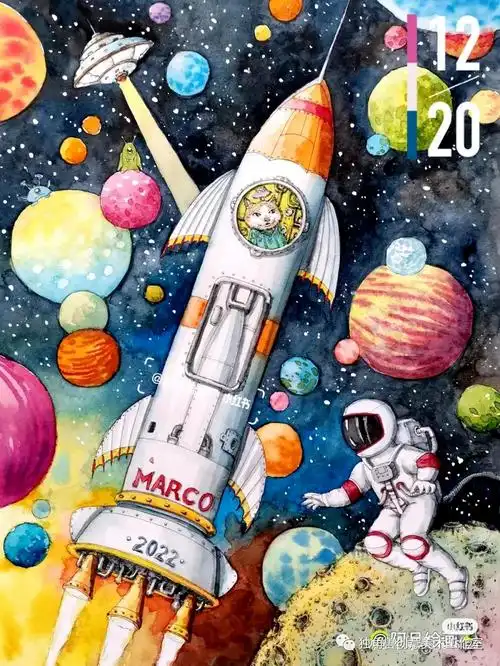 绘画素材—未来主题创作赏析与构思,浩瀚的宇宙星球