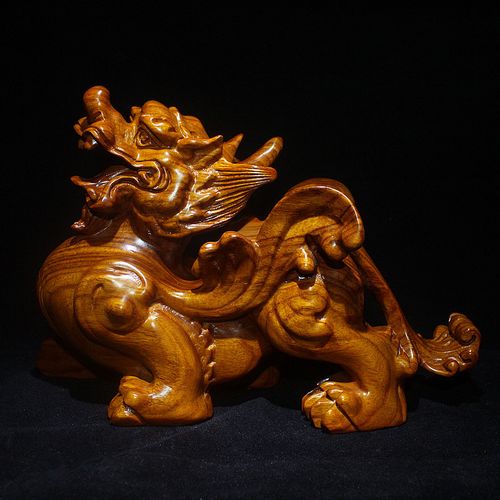 非洲草花梨貔貅木雕摆件招财纳福貔貅木质工艺品家居镇宅貔貅