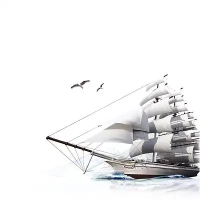 黑色手绘帆船小船航海日海洋png素材中国航海日海洋