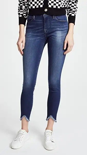 frame le 三角形裤脚边高腰紧身牛仔裤 | shopbop