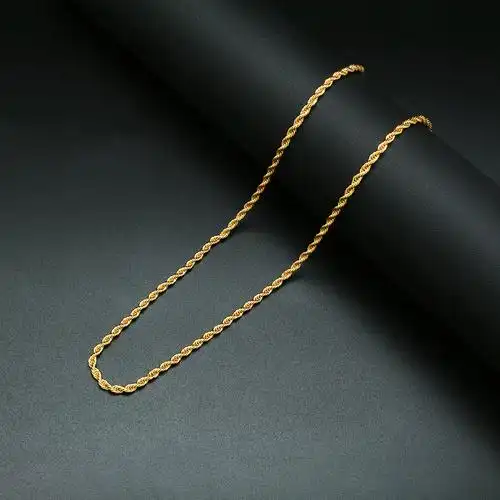 wish热卖 亚马逊爆款 扭绳麻花项链 金项链 18k真金电镀欧美嘻哈