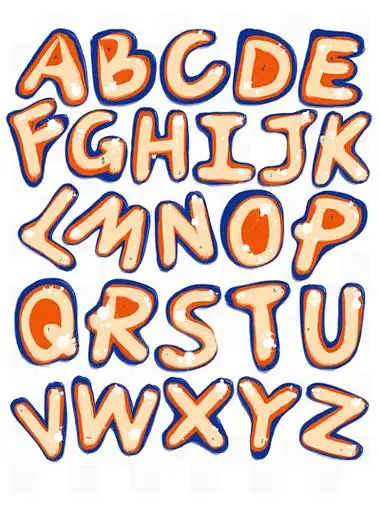 26个英文字母彩色手绘涂鸦风原创艺术字