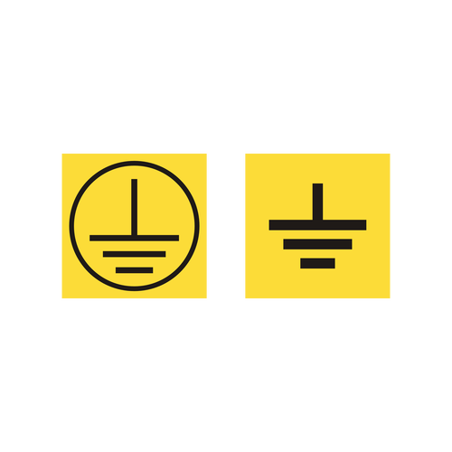 防水贴纸黄黑色接地标签正方形贴纸撕不烂带背胶标牌必须接地标识