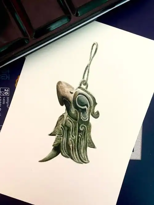 水彩三星堆神鸟