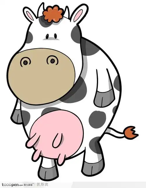 可爱站立奶牛卡通动物图案