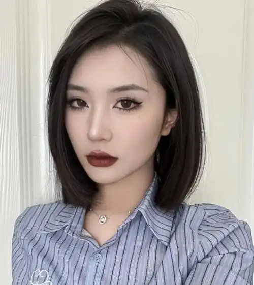 不挑脸型的中长发型 直发中长发清新减龄_直发发型 - 美发站