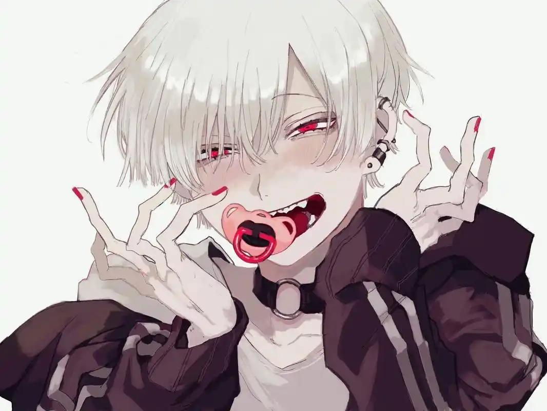 病娇系少年插画,风格诡异又可爱