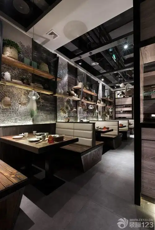 农家饭店室内墙面置物架装修效果图片大全