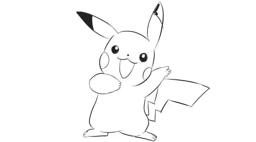 小林简笔画绘画动画片《宠物小精灵》中可爱的皮卡丘卡通动漫.