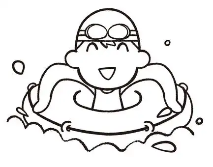 children swimming with floating rings