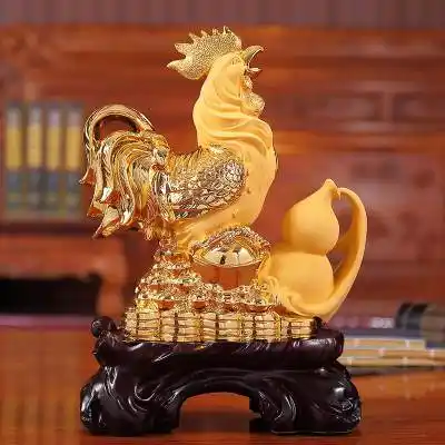 礼之源招财公鸡金鸡摆件工艺品生肖鸡家居风水酒柜装饰品商务礼品_7折