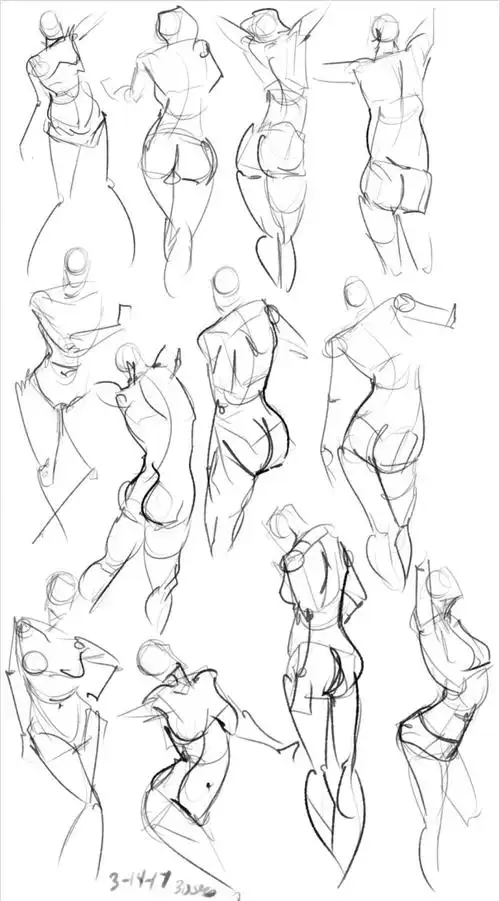 人物速写动态  #绘画参考##人体动态