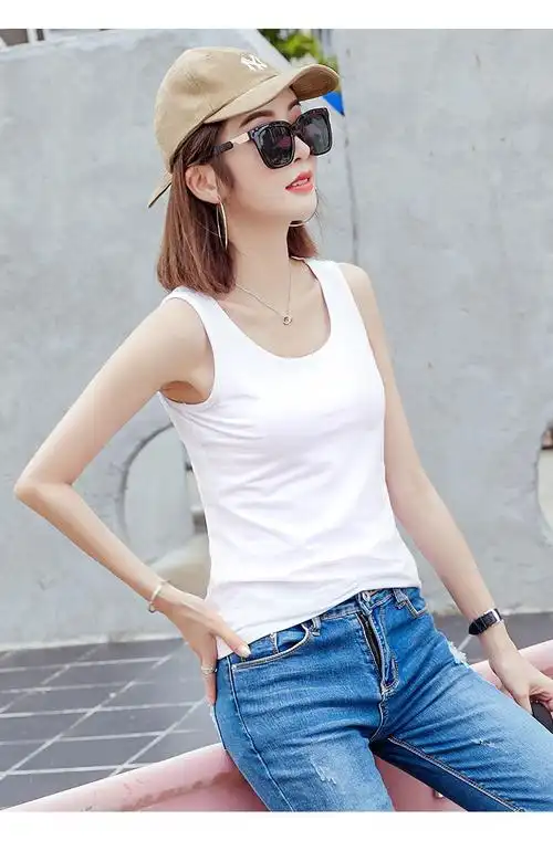 2020年新款季吊带背心女纯棉内搭打底修身外穿美背小上衣性感纯色无袖