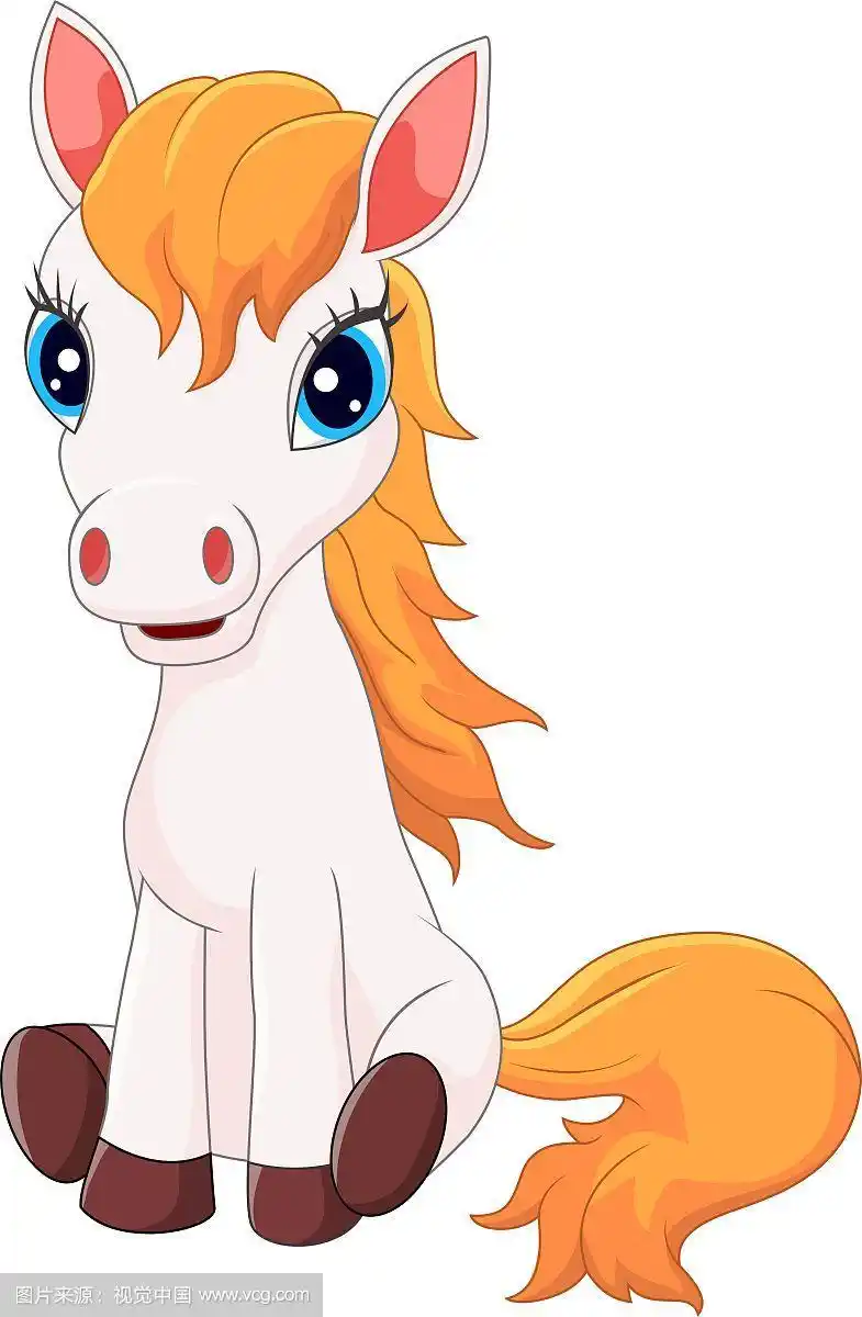 卡通可爱的小马坐在马背上