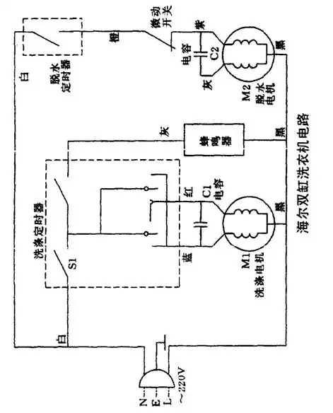 海尔双缸洗衣机电气控制电路图