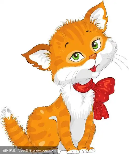 可爱的卡通小猫孤立在白色的背景