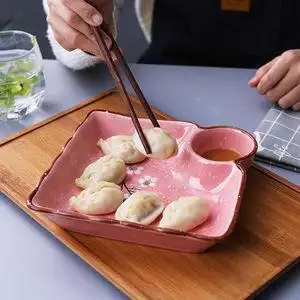 吃饺子碗饺子专用碗盛水饺专用装饺子的盘子带醋碗带醋碟家用陶瓷