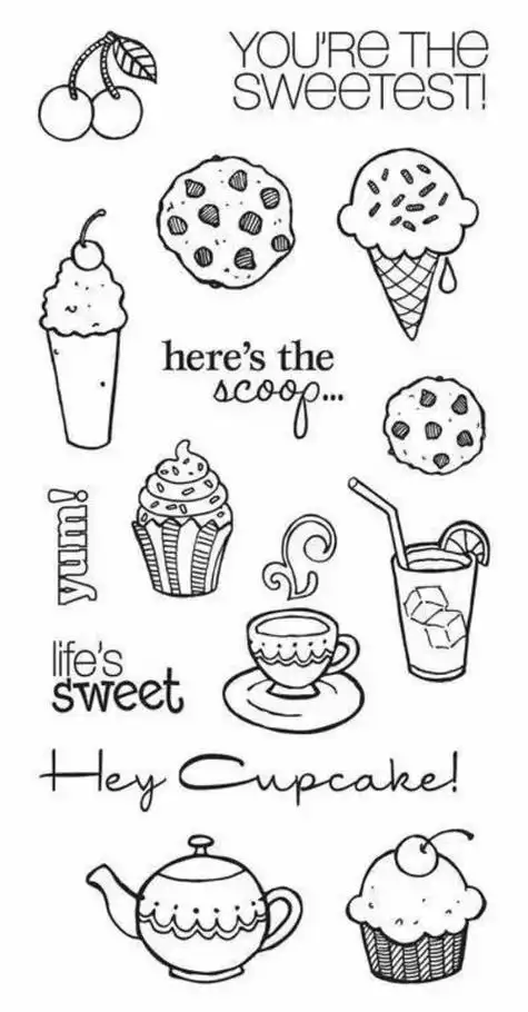 美食甜品食物蛋糕简笔画png元素卡通90卡通甜品简笔画系列【超萌手绘