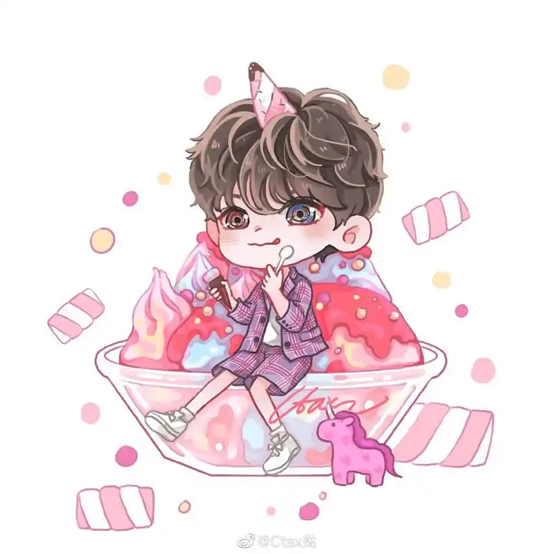 饭绘易烊千玺q版一则 甜度满分的可爱烊角兽