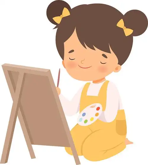 孩子们在墙上画画儿童小组画颜色图片素材