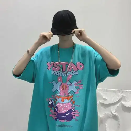 2021新款彩绘涂鸦短袖t恤男潮牌潮流ins超火设计感情侣半袖上衣服