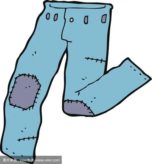 卡通补丁的旧牛仔裤