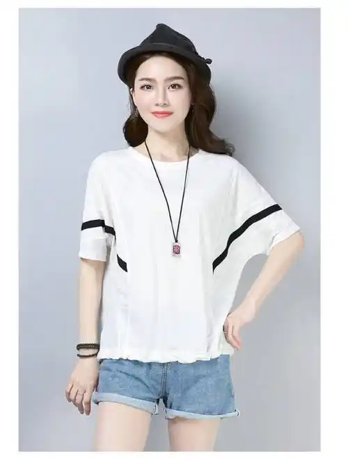 女装蝙蝠袖短袖t恤女夏装新款上衣韩版时尚宽松百搭打底衫潮拉身条